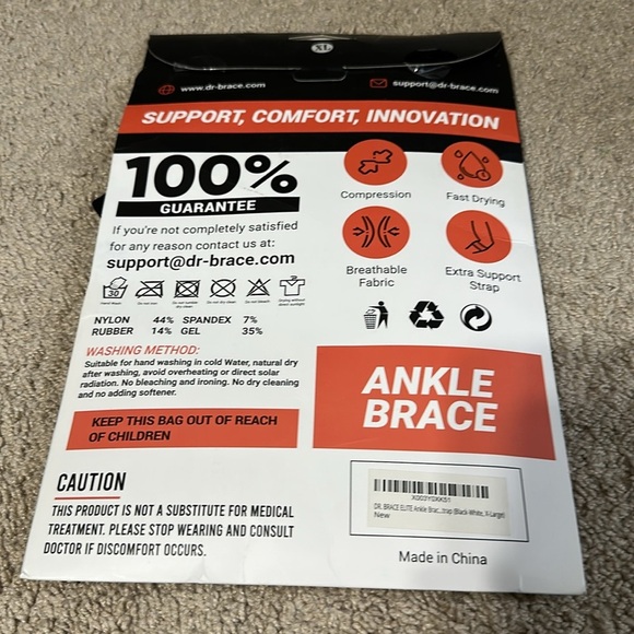 DR. BRACE Padded Ankle Brace With Strap Sport Performance X large - Picture 3 of 5